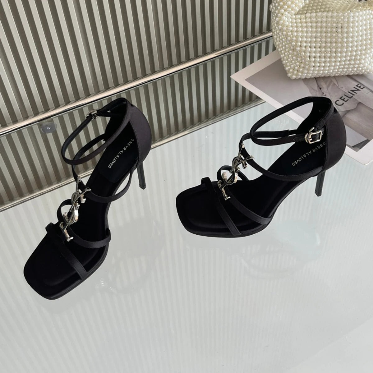 VougeVamp Silver Wrap Strap Slip-On High Heels Sandals - VougeVampUK