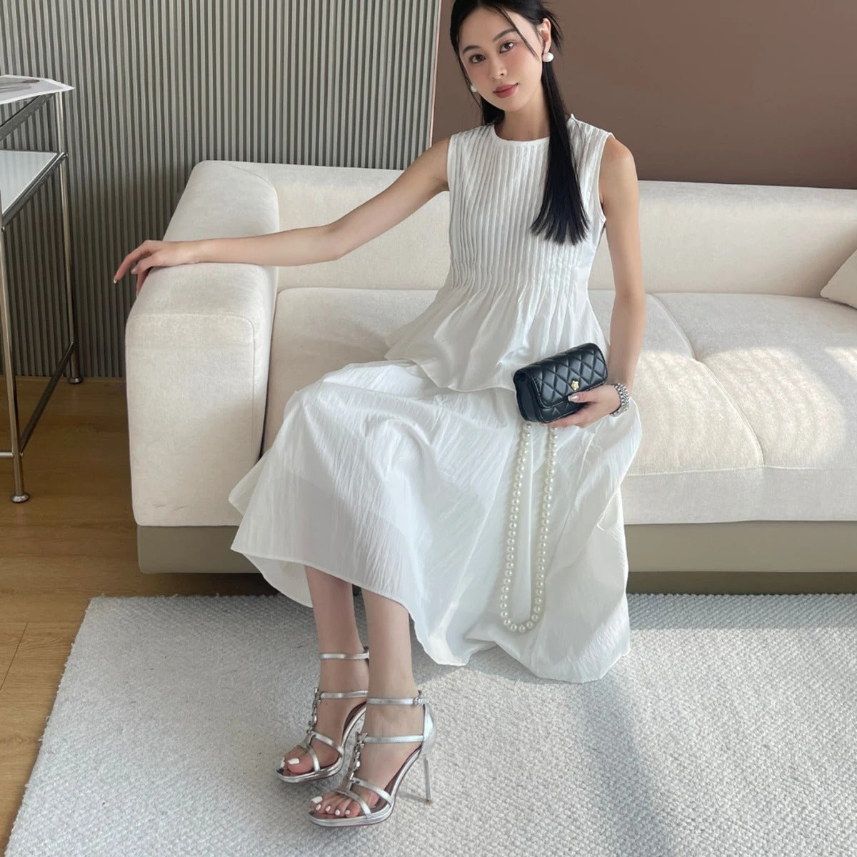 VougeVamp Silver Wrap Strap Slip-On High Heels Sandals - VougeVampUK