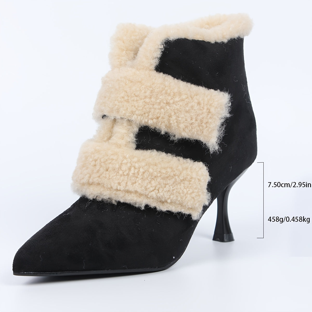 VougeVamp Women's Elegant Stiletto Heel Short Boots – Warm Velvet-Lined Ankle Booties - VougeVampUK