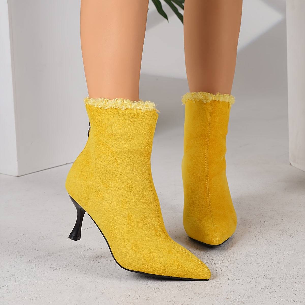 VougeVamp Elegant Ankle Boots – Pointed Toe Stiletto Heel Dress Boots - VougeVampUK