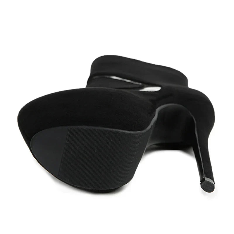 VougeVamp Women’s Super High Heel Platform Boots – Sexy Zip Closure Ankle Boots for Parties, Nightclubs, and Pole Dancing