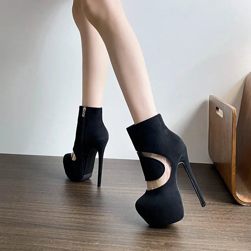 VougeVamp Women’s Super High Heel Platform Boots – Sexy Zip Closure Ankle Boots for Parties, Nightclubs, and Pole Dancing