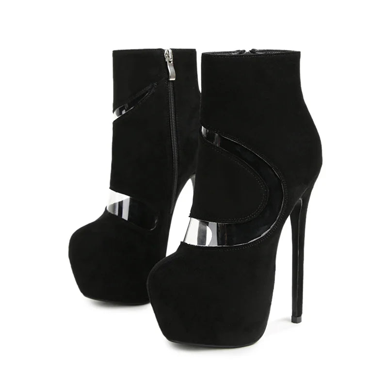 VougeVamp Women’s Super High Heel Platform Boots – Sexy Zip Closure Ankle Boots for Parties, Nightclubs, and Pole Dancing