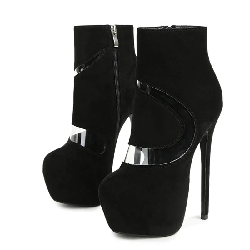 VougeVamp Women’s Super High Heel Platform Boots – Sexy Zip Closure Ankle Boots for Parties, Nightclubs, and Pole Dancing