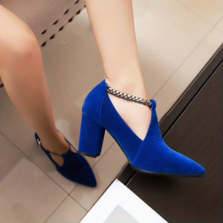 VougeVamp Stylish Pointed Toe Pumps – Women's High Heel Shoes with Cut-out Ankle Strap, Perfect for Work & Formal Occasions