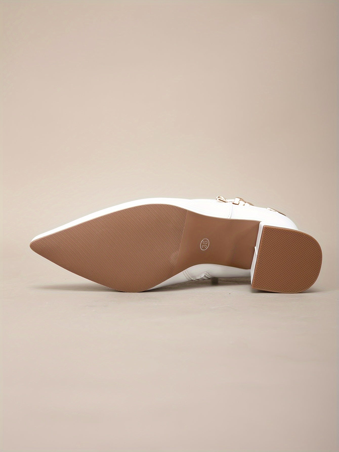 VougeVamp Elegant White Chelsea Ankle Booties – Pointed Toe, High Block Heel & Zipper Closure for Fall/Winter Fashion - VougeVampUK