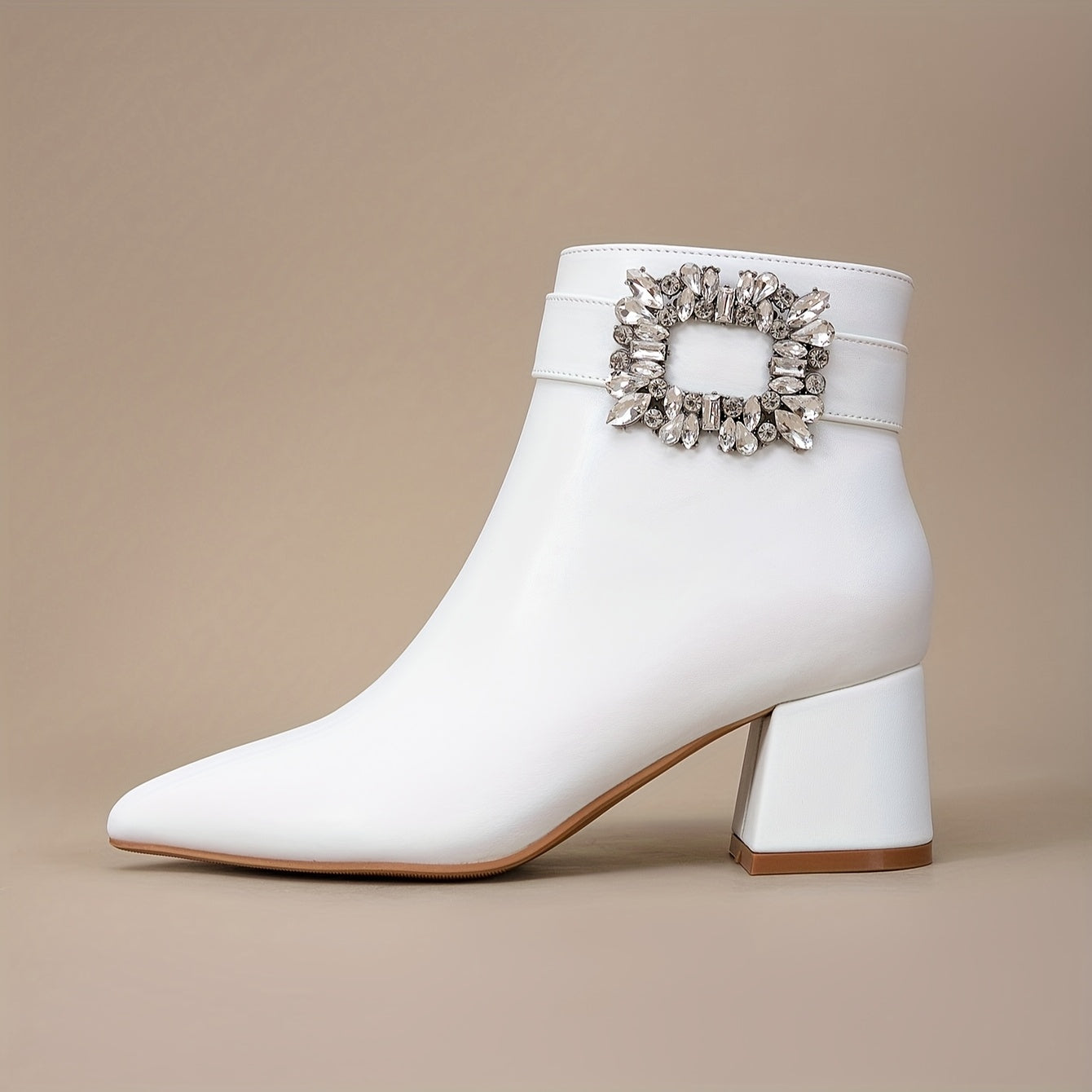 VougeVamp Elegant White Chelsea Ankle Booties – Pointed Toe High Heel Short Boots - VougeVampUK