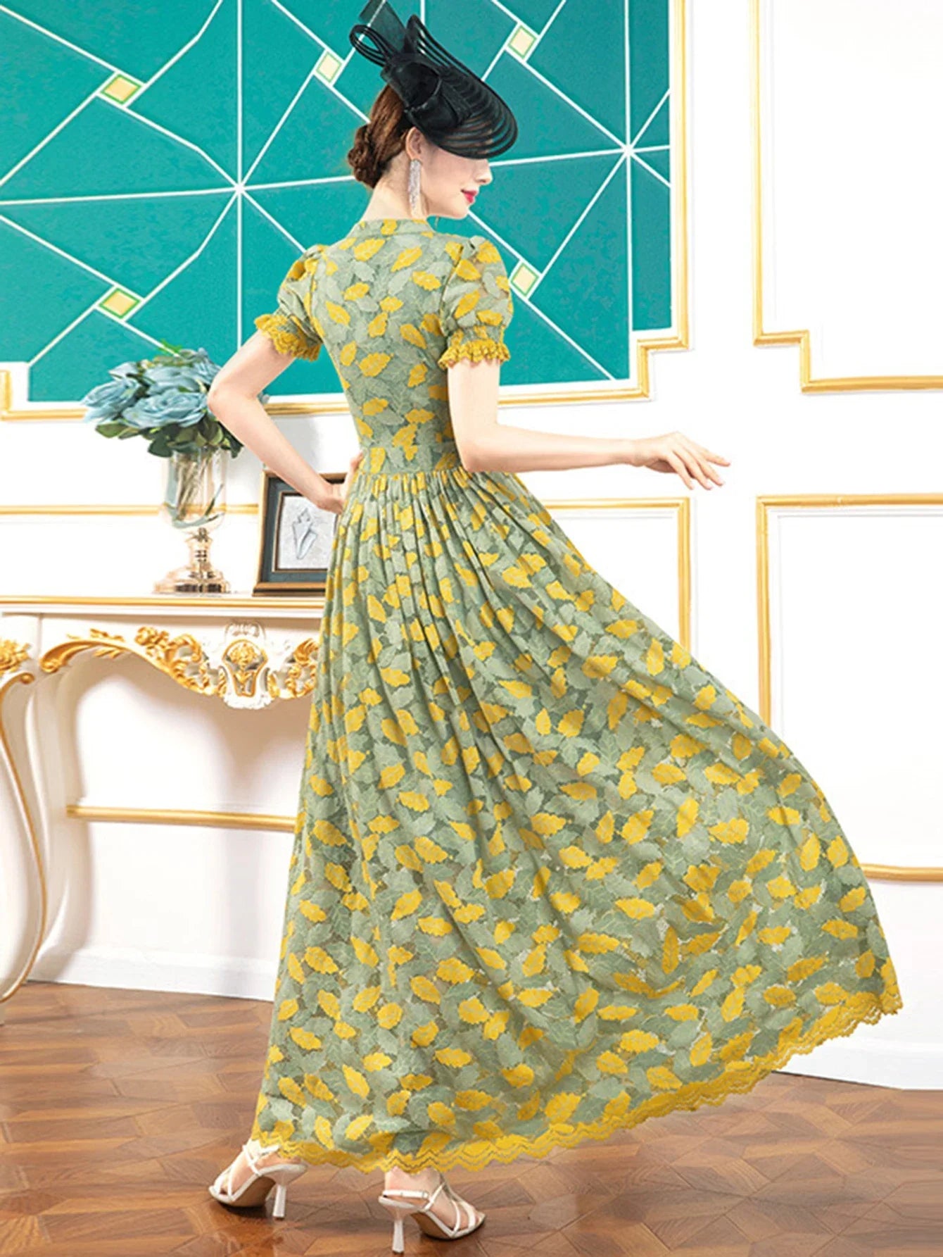 Elegant Lace Floral Party Long Maxi Dress – Hollow Out Vintage Evening Clothing for Prom and Special Occasions - VougeVampUK