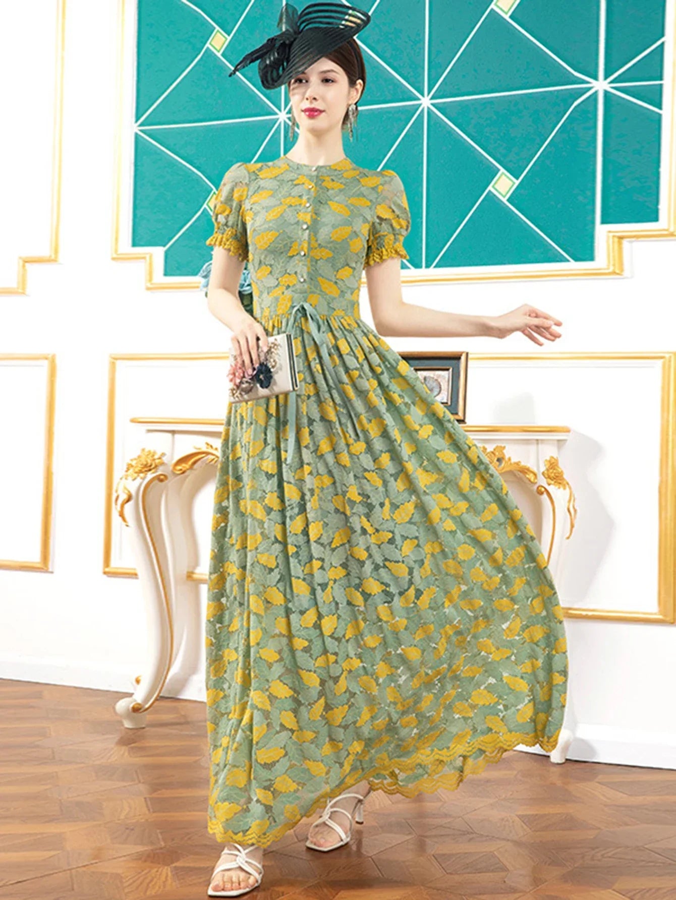 Elegant Lace Floral Party Long Maxi Dress – Hollow Out Vintage Evening Clothing for Prom and Special Occasions - VougeVampUK