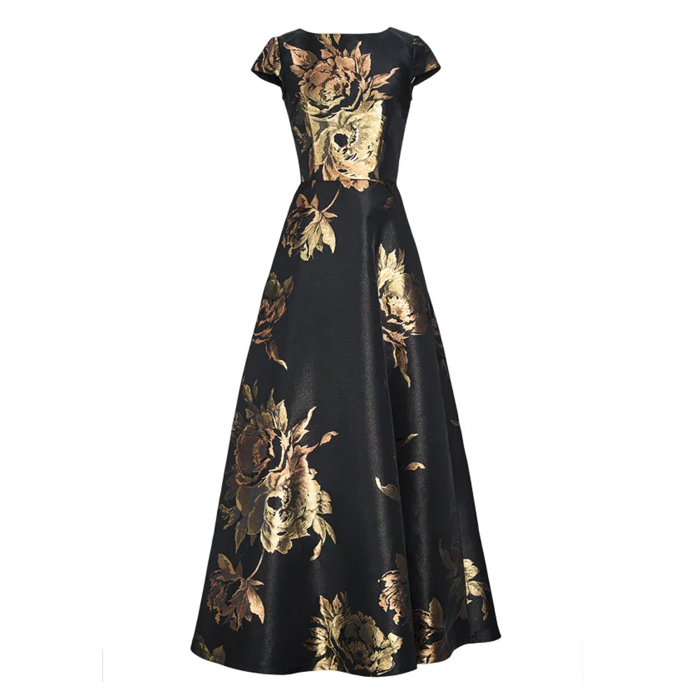 VougeVamp Elegant Boho Floral Jacquard Maxi Dress – Summer Long Vestido for Casual & Party Wear