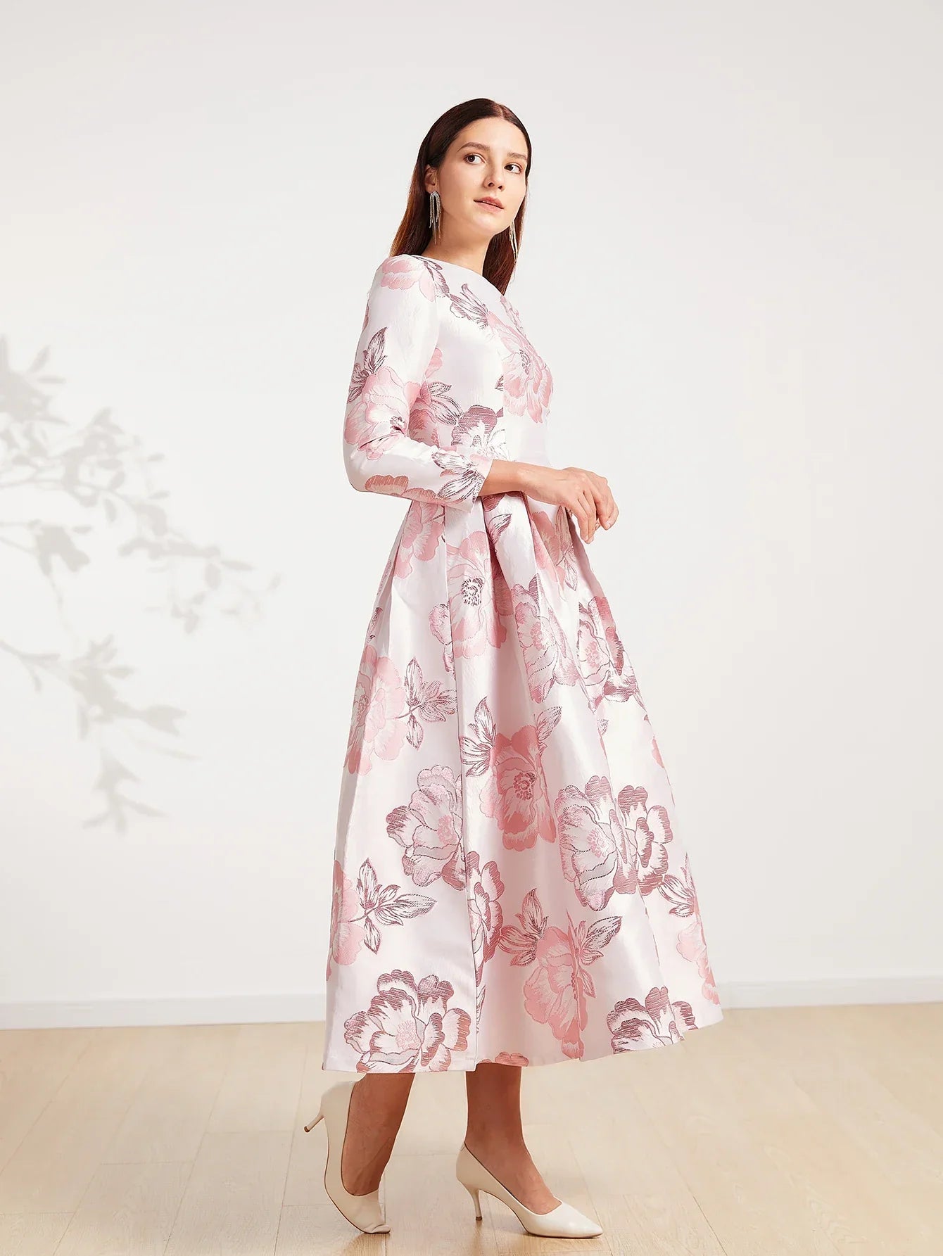 VougeVamp Elegant Luxury Jacquard Maxi Dress – Boho Floral Party & Evening Gown for Women