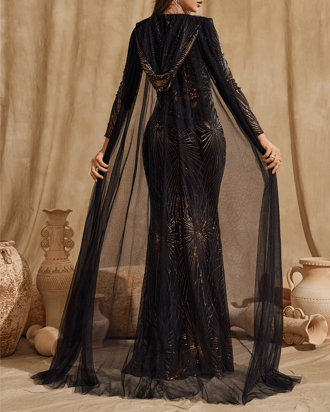 Elegant A-Line Bridesmaid Gown: Long Sleeve, Crew Neck, Knit Fabric, Evening Events