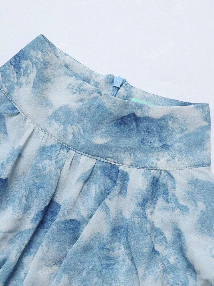 VougeVamp Elegant Floral Print Chiffon Maxi Dress – Lantern Sleeve Ruffle Trim Gown for Casual & Formal Parties