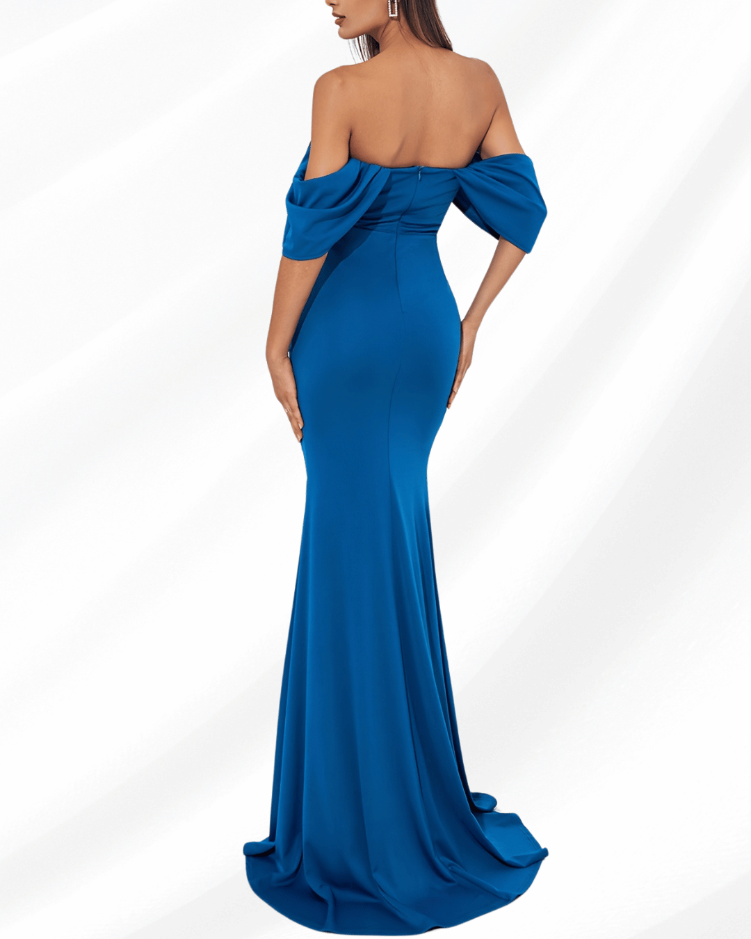 Bridesmaid Mermaid Gown: Off-the-Shoulder, Ruched, Side Split