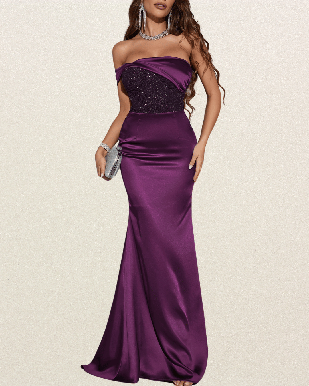 Off-Shoulder Mermaid Gown - Bodycon Dress, Evening Dress, Women's Gown, All Seasons, Formal Dress