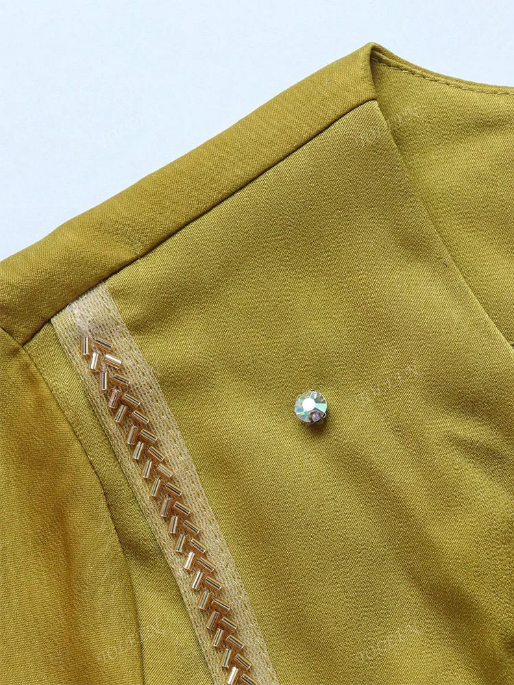 VougeVamp Elegant Notch Neck Lace-Up Long Sleeve Arabic Dress – Luxury Formal Evening Gown for Spring/Autumn