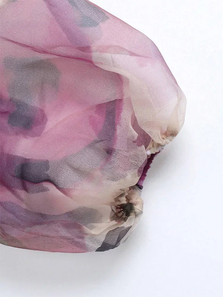 VougeVamp Elegant Floral Print Long Dress – Summer Holiday Maxi Dress with Lantern Sleeves & Ruffled Hem