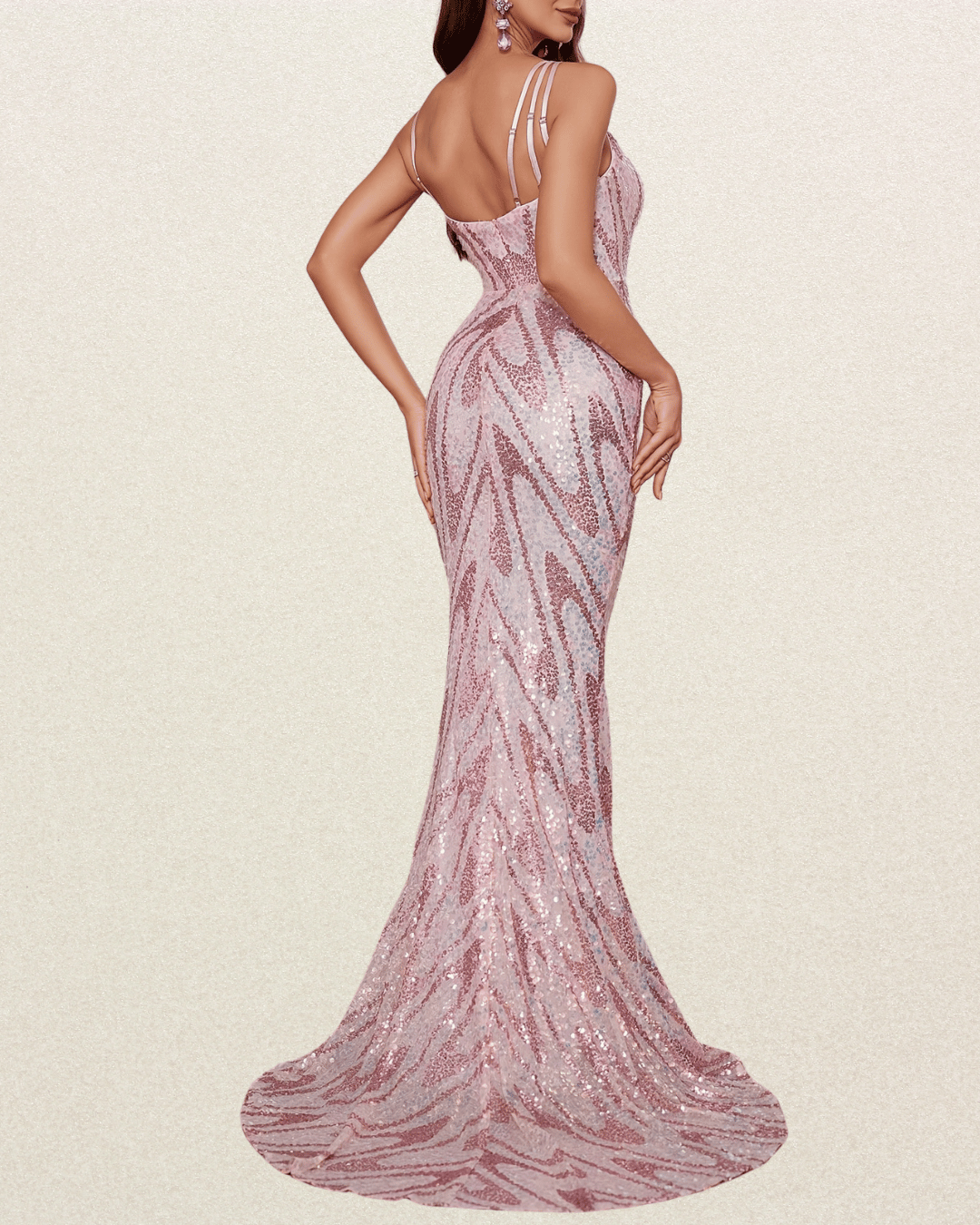 Elegant Sequin Bridesmaid Dress - Polyester Blend, Sleeveless, Bodycon, Long Gown, Floral Detail