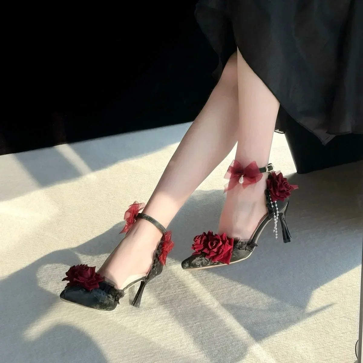 VougeVamp Women's Designer Heeled Sandals – Elegant Gothic Lolita Cosplay Luxury High Heels