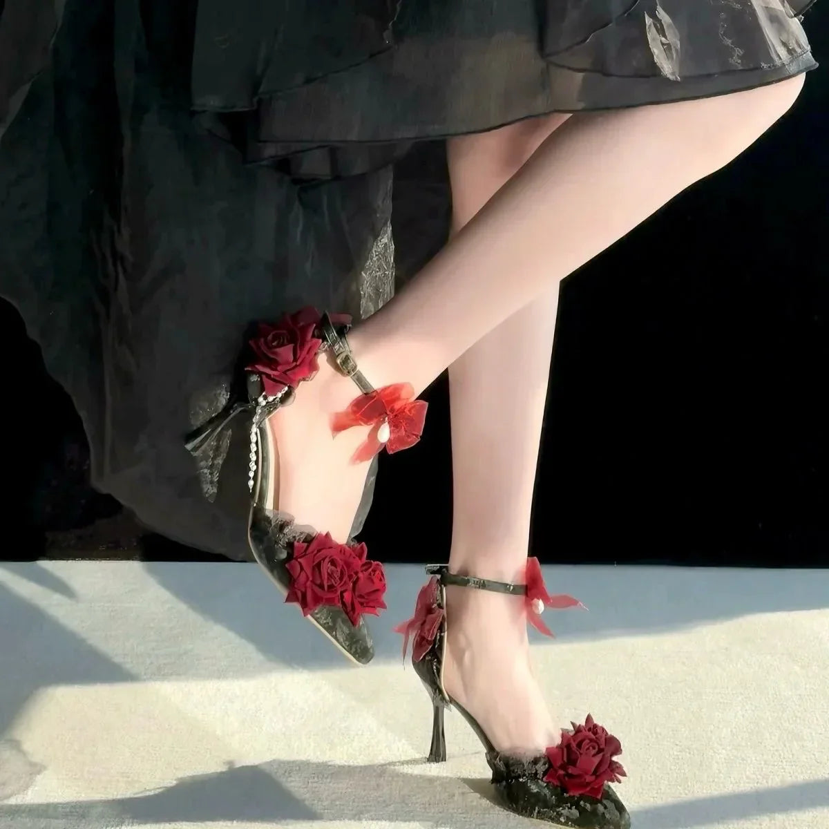 VougeVamp Women's Designer Heeled Sandals – Elegant Gothic Lolita Cosplay Luxury High Heels