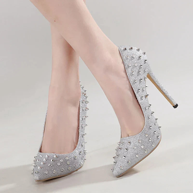 VougeVamp Women’s Slingback Pumps – Sexy Pointed Toe Stiletto Heels with Metal Rivets for Parties and Summer Events