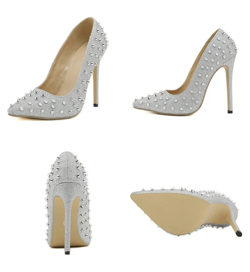 VougeVamp Women’s Slingback Pumps – Sexy Pointed Toe Stiletto Heels with Metal Rivets for Parties and Summer Events