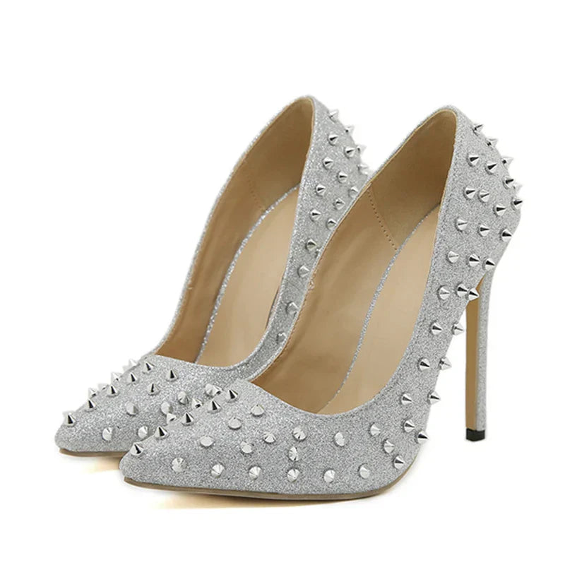 VougeVamp Women’s Slingback Pumps – Sexy Pointed Toe Stiletto Heels with Metal Rivets for Parties and Summer Events