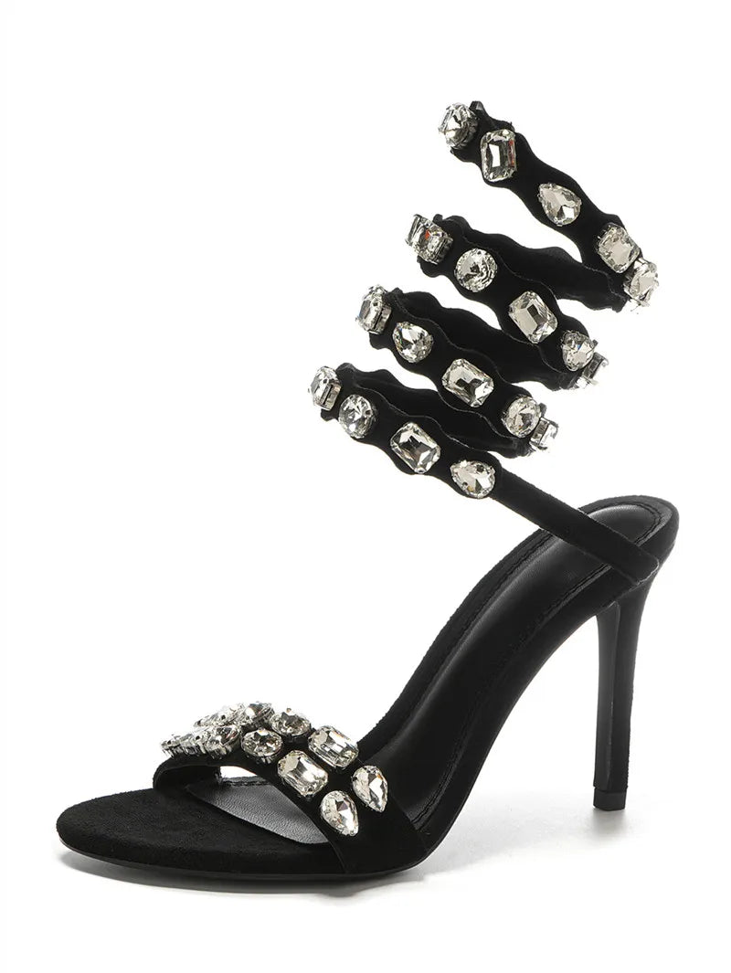 VougeVamp Luxury Crystal Gladiator Sandals – Stiletto High Heels for Weddings & Prom - VougeVampUK