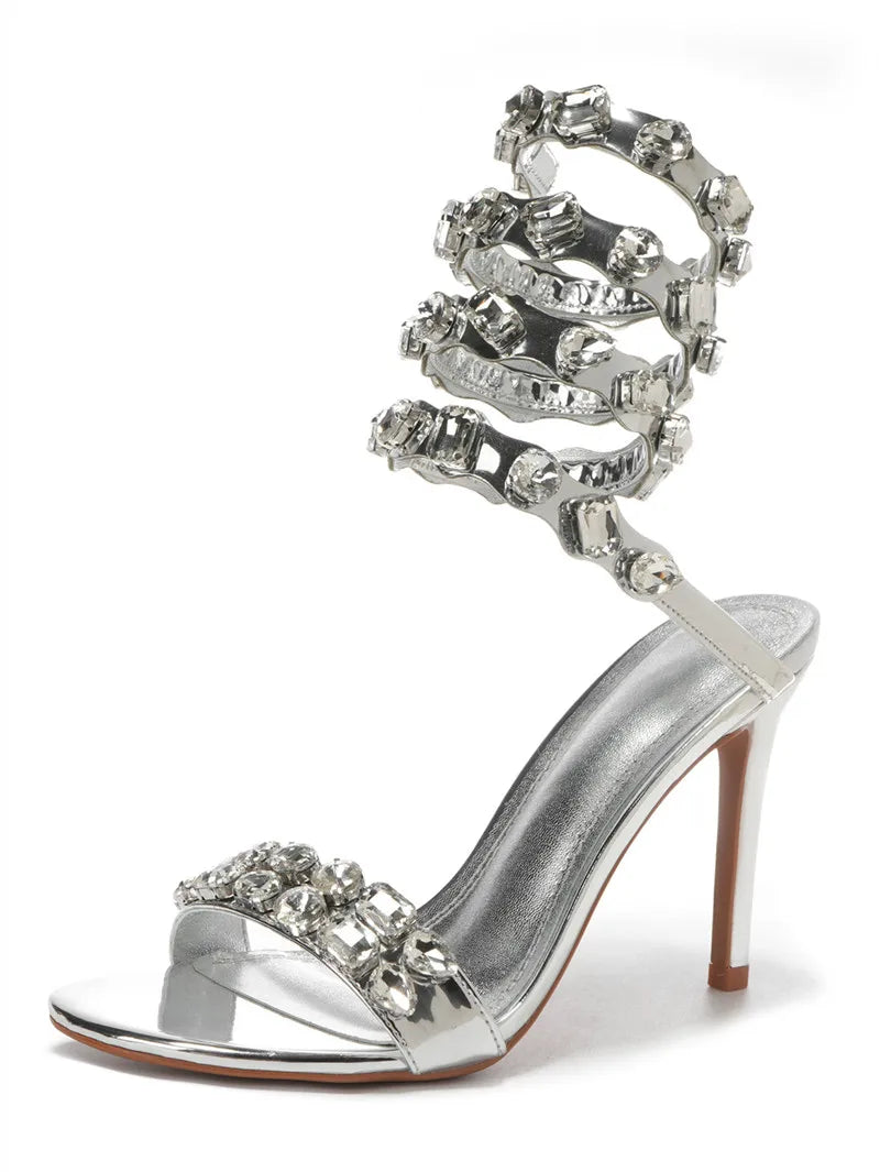 VougeVamp Luxury Crystal Gladiator Sandals – Stiletto High Heels for Weddings & Prom - VougeVampUK