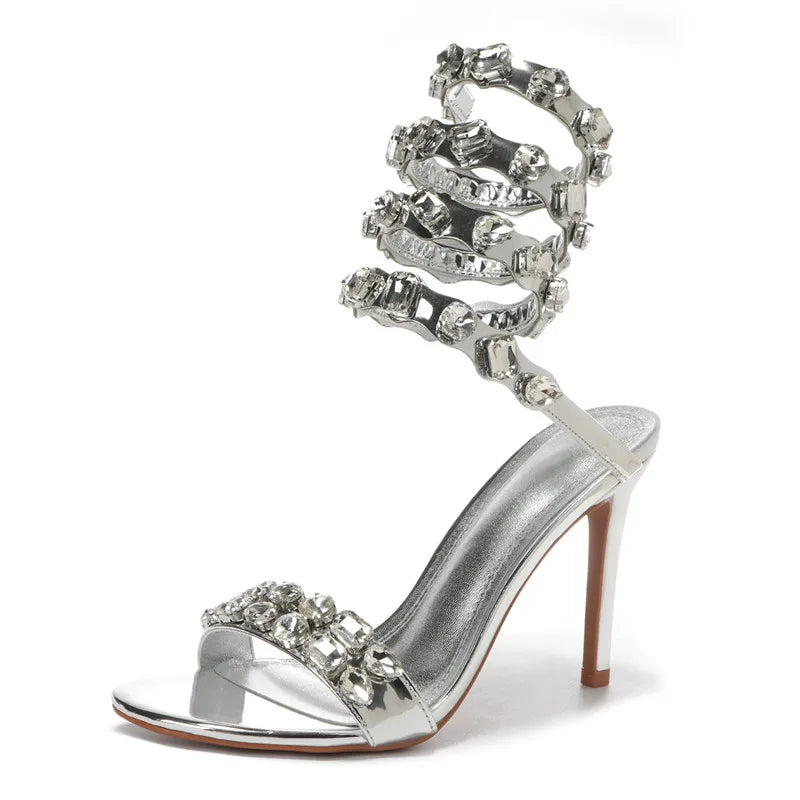 VougeVamp Luxury Crystal Gladiator Sandals – Stiletto High Heels for Weddings & Prom - VougeVampUK