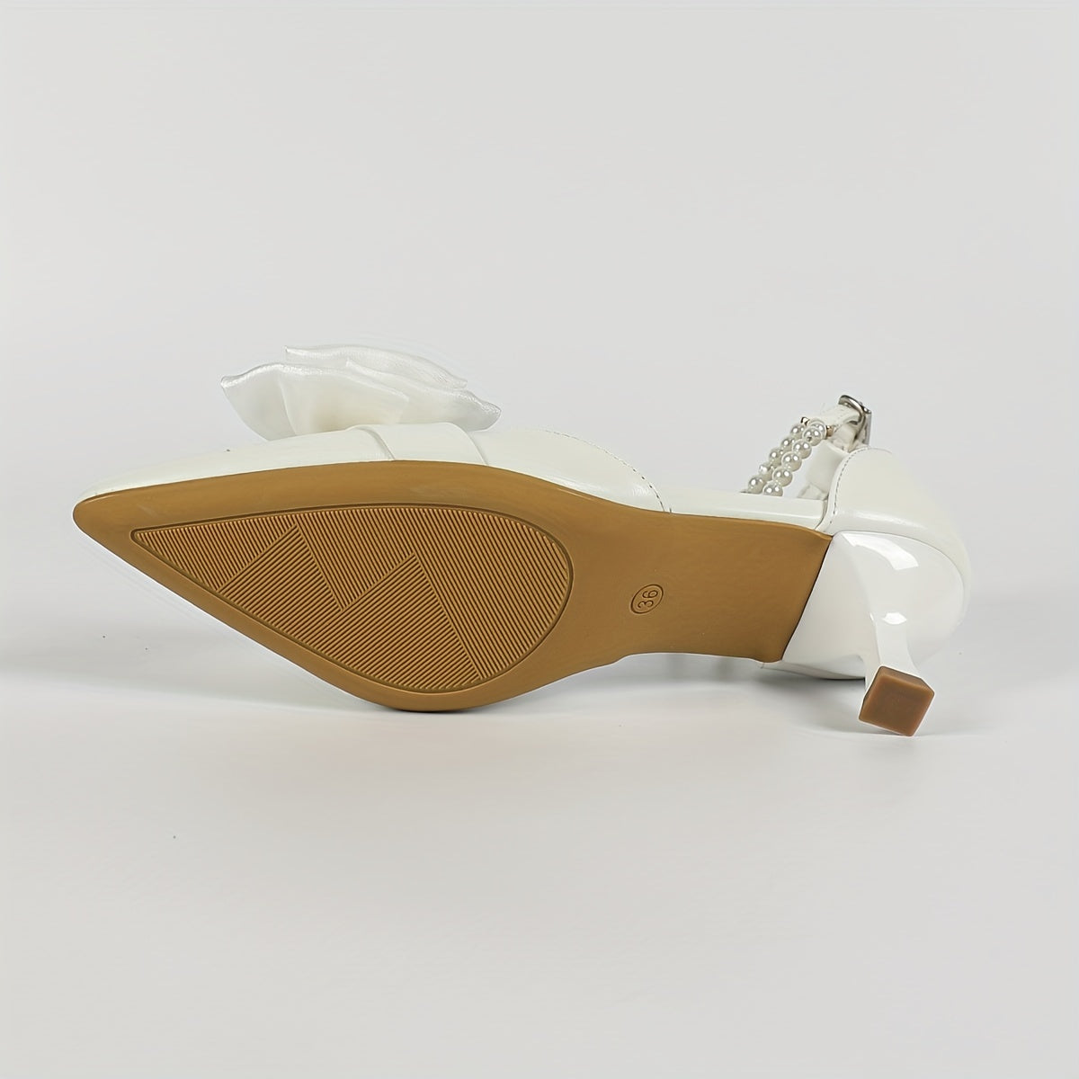 VougeVamp Elegant Stiletto Heels – Pointed Toe with Pearl Straps & Butterfly Flower Accents - VougeVampUK