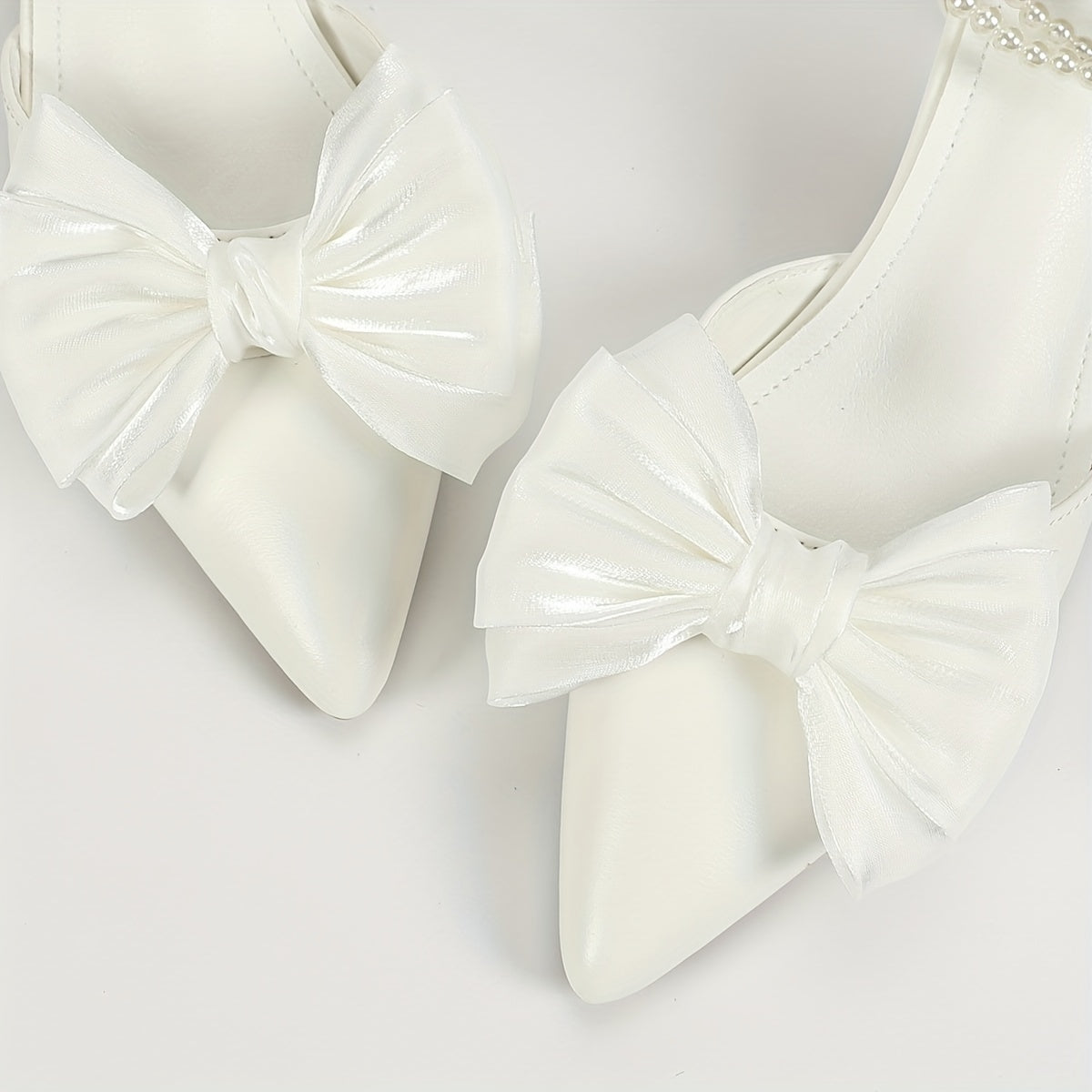 VougeVamp Elegant Stiletto Heels – Pointed Toe with Pearl Straps & Butterfly Flower Accents - VougeVampUK