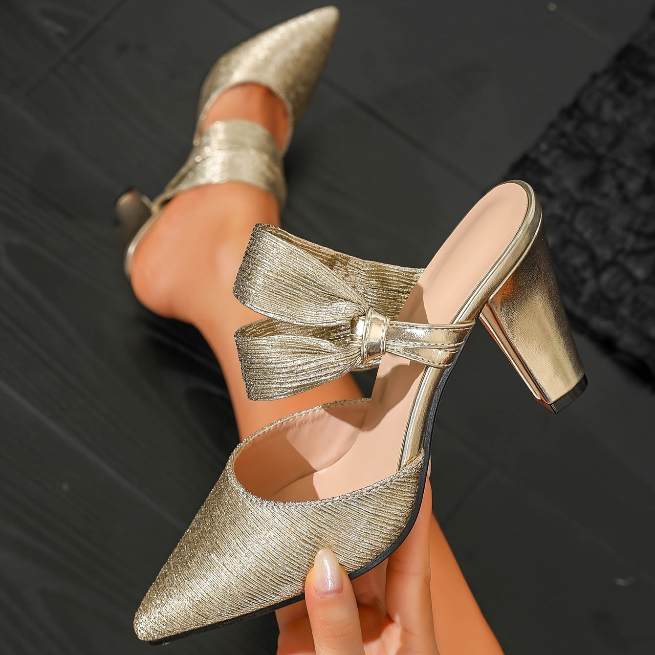 VougeVamp Elegant Brown Pointed-Toe Dress Pumps – Chunky Heel with Ankle Strap - VougeVampUK