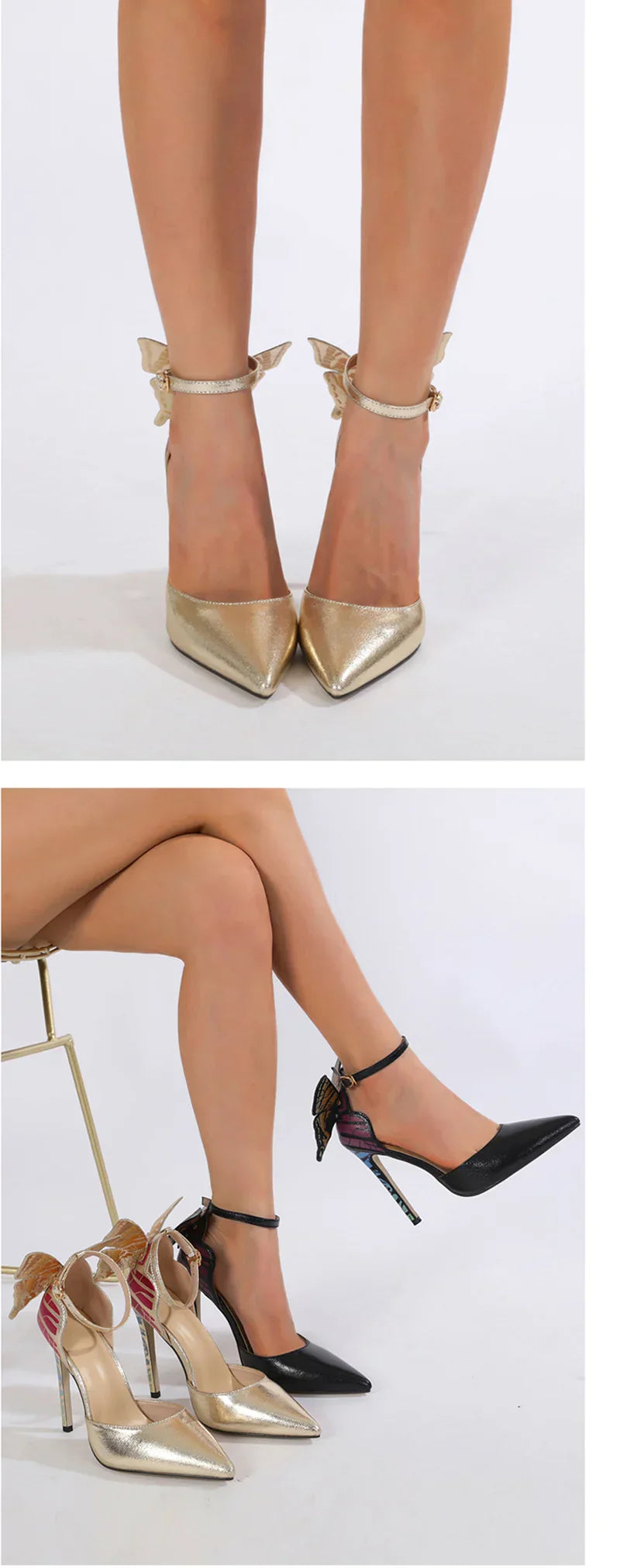 VougeVamp Women’s Sexy Pointed Toe Slingback Pumps – Butterfly Knot Stiletto Heels for Weddings, Proms, and Parties