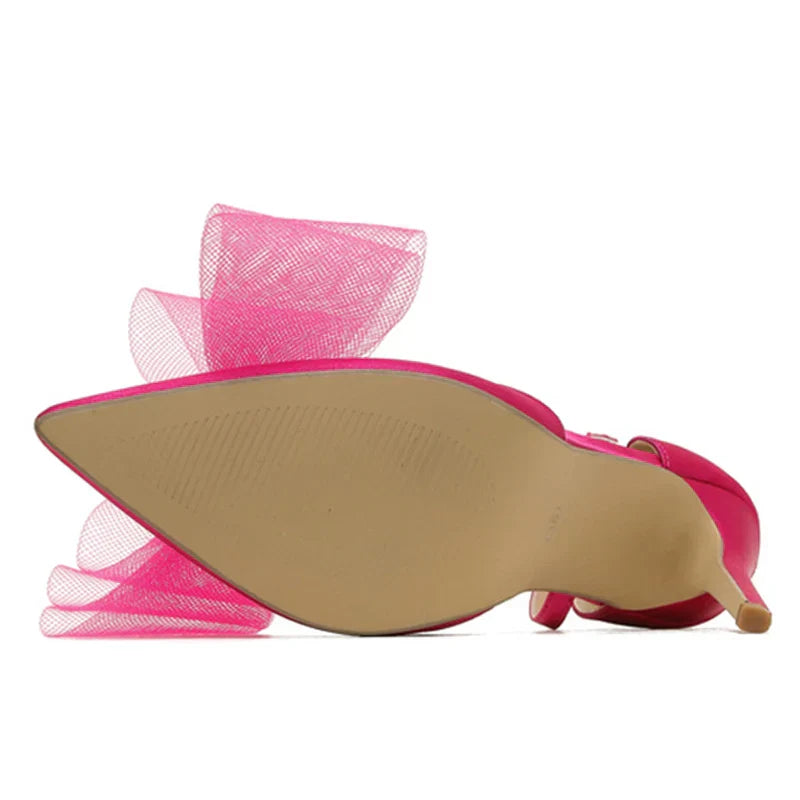 VougeVamp Pointed Toe Bowknot Satin Pumps - Stiletto High Heel Party Sandals for Women