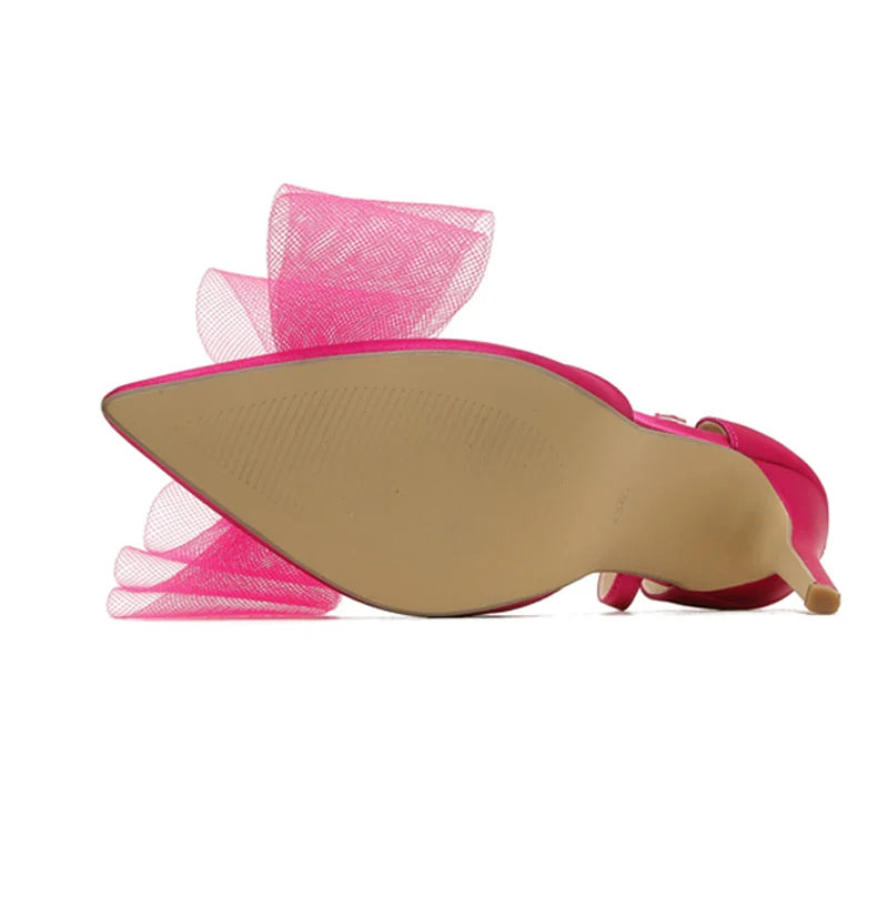 VougeVamp Pointed Toe Bowknot Satin Pumps - Stiletto High Heel Party Sandals for Women