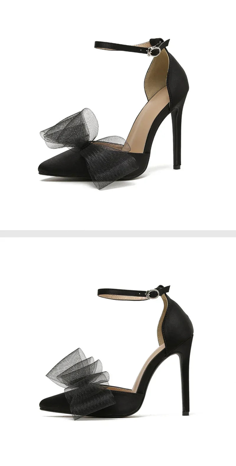 VougeVamp Pointed Toe Bowknot Satin Pumps - Stiletto High Heel Party Sandals for Women