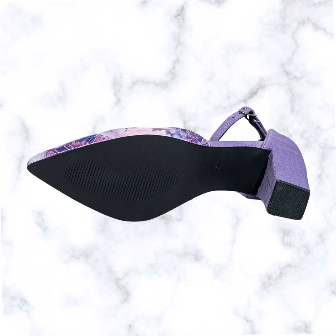 Designer Chic Camo Print Women's High Heels – Pointed Toe Dress Pumps with Chunky Heels and Ankle Strap