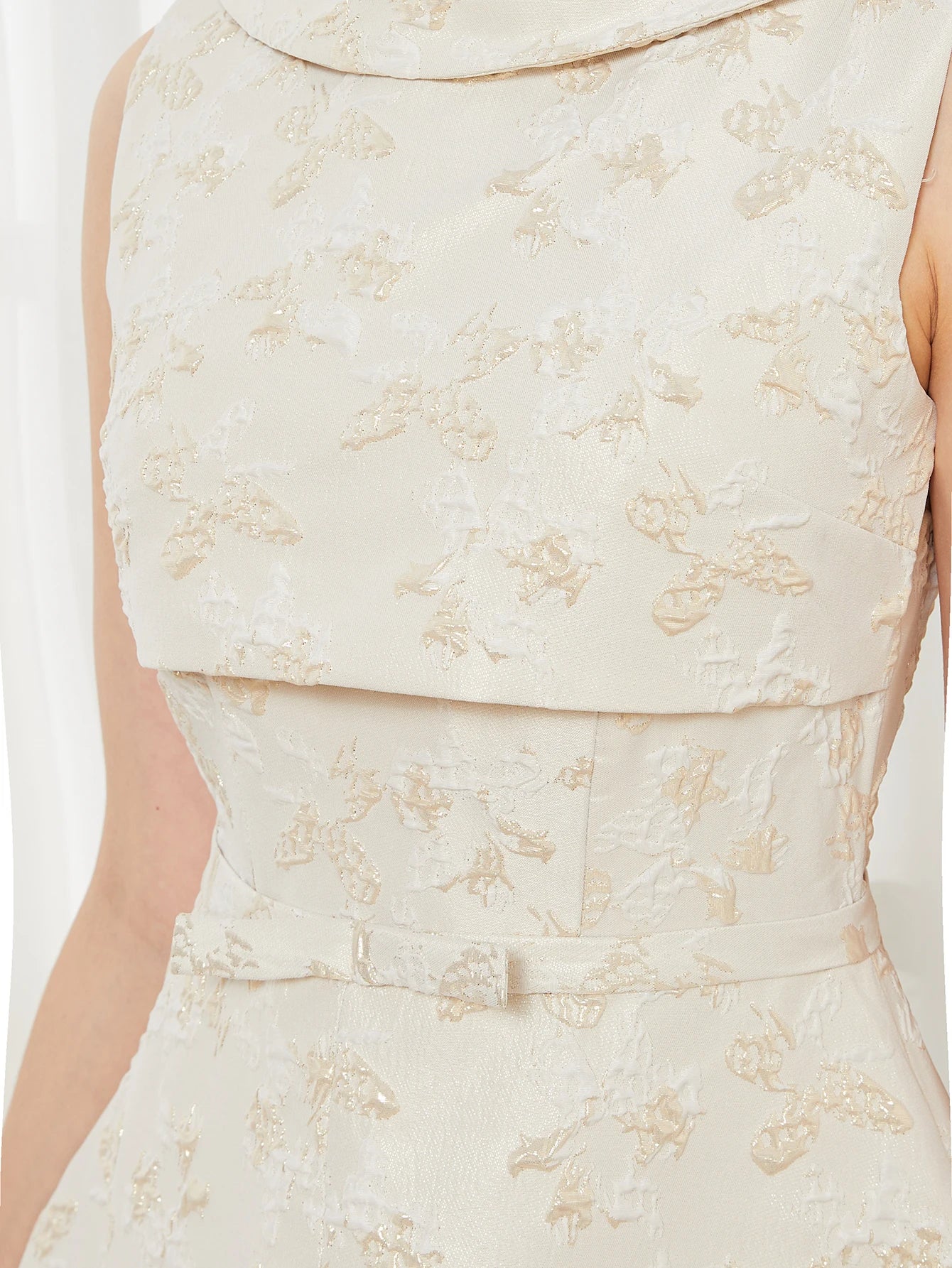 Elegant Backless Maxi Dress – Sleeveless Jacquard Evening Gown with High Slit for Women, Summer Party Dress - VougeVampUK