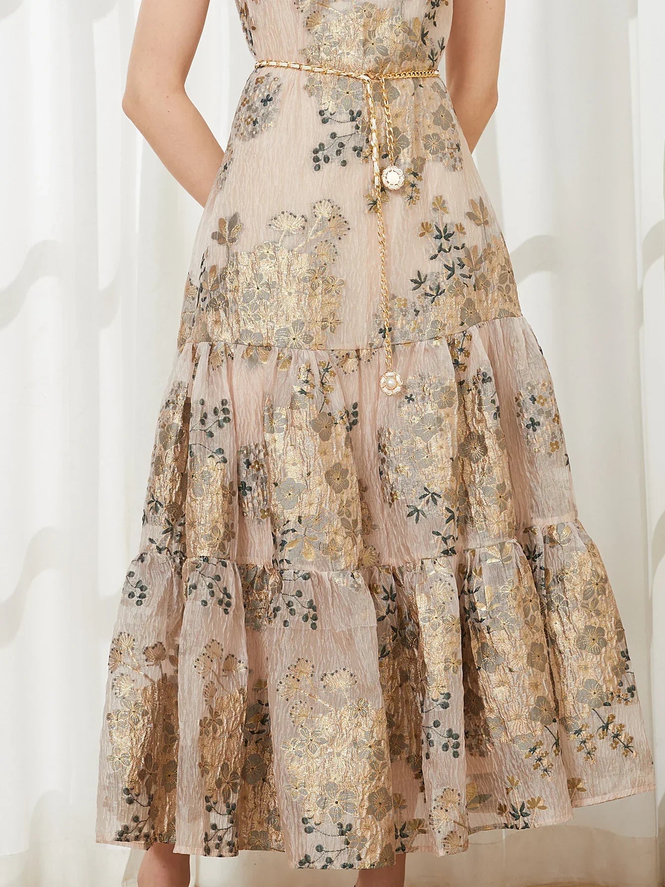 Elegant Embroidery Organza Backless Sleeveless Long Halter Dress – Fashion Beach Holiday Party Dress - VougeVampUK