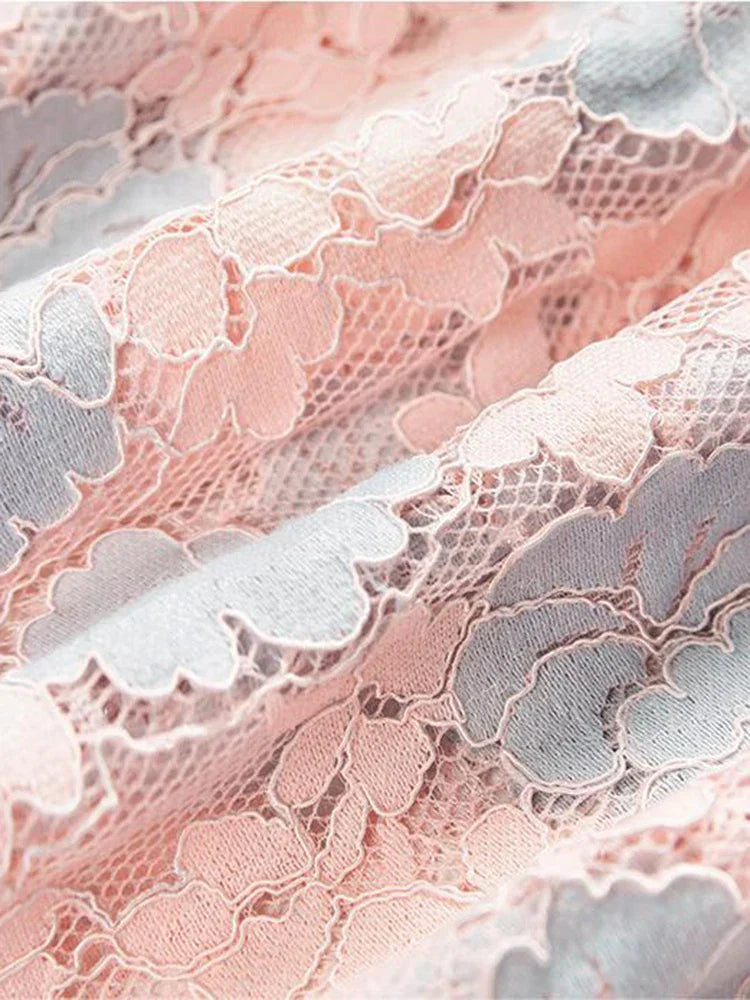 VougeVamp Elegant Floral Lace Long Dress – Women's Stand Collar Evening Gown with Long Sleeves for Parties & Proms