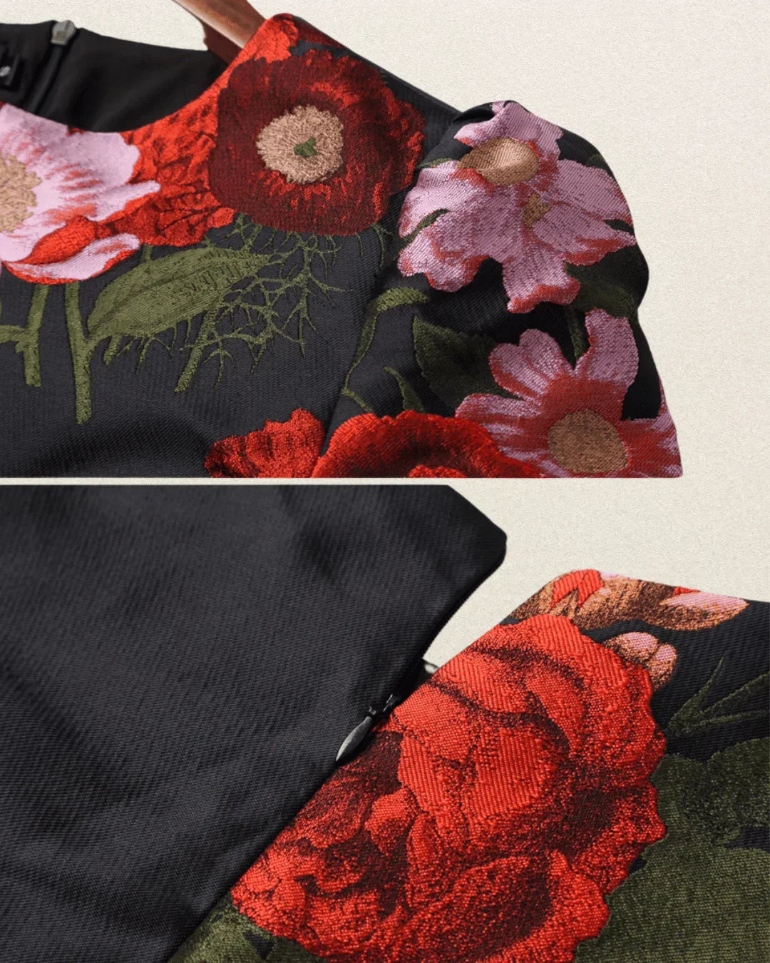 VougeVamp Luxury Brocade Short Sleeve Swallow Tail Dress – Elegant Floral Party & Prom Gown