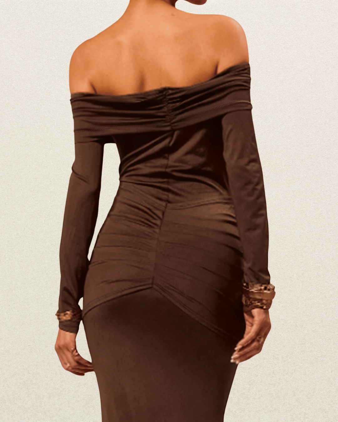 Chic Off-Shoulder Dress - Bodycon Fit, Long Sleeves, Perfect for Valentine's Day