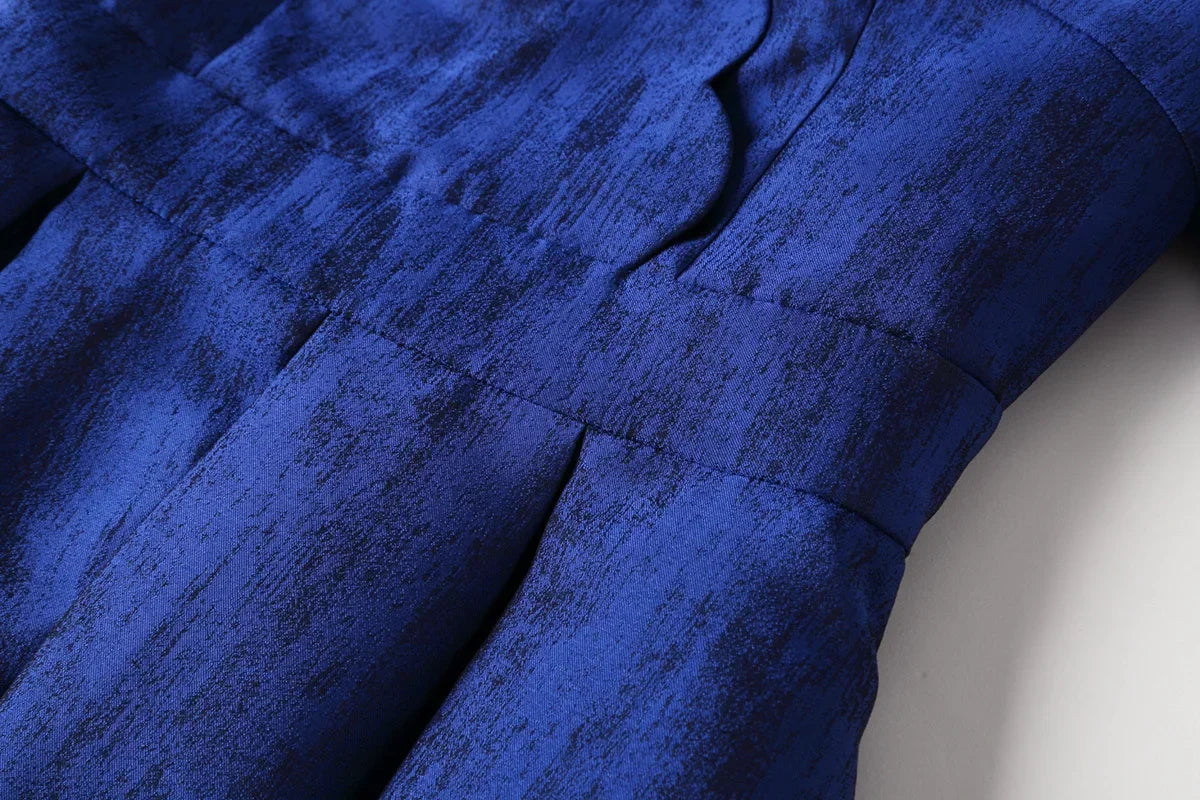 VougeVamp High-Quality Elegant Brocade Jacquard Maxi Dress – Blue Floral Long Sleeve Gown for Autumn & Winter Parties