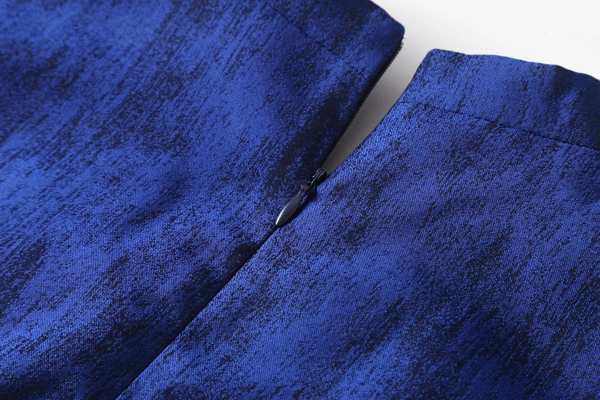 VougeVamp High-Quality Elegant Brocade Jacquard Maxi Dress – Blue Floral Long Sleeve Gown for Autumn & Winter Parties