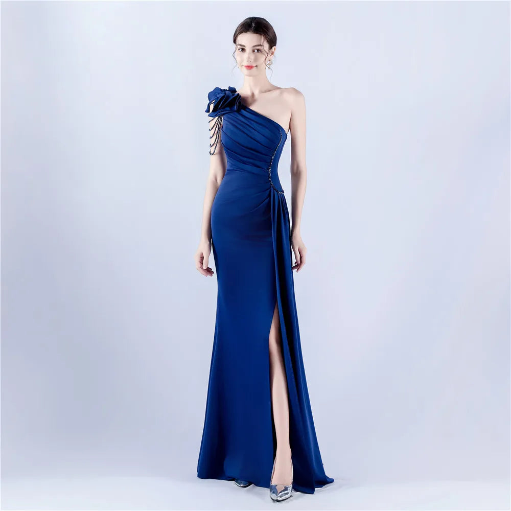 VougeVamp Backless Slit Evening Dress – Elegant Formal Gown with Luxury Beading for Weddings, Proms & Special Occasions