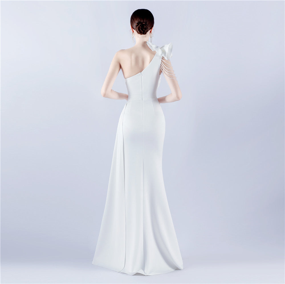 VougeVamp Backless Slit Evening Dress – Elegant Formal Gown with Luxury Beading for Weddings, Proms & Special Occasions