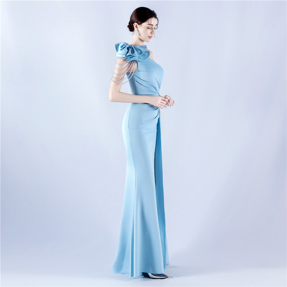 VougeVamp Backless Slit Evening Dress – Elegant Formal Gown with Luxury Beading for Weddings, Proms & Special Occasions