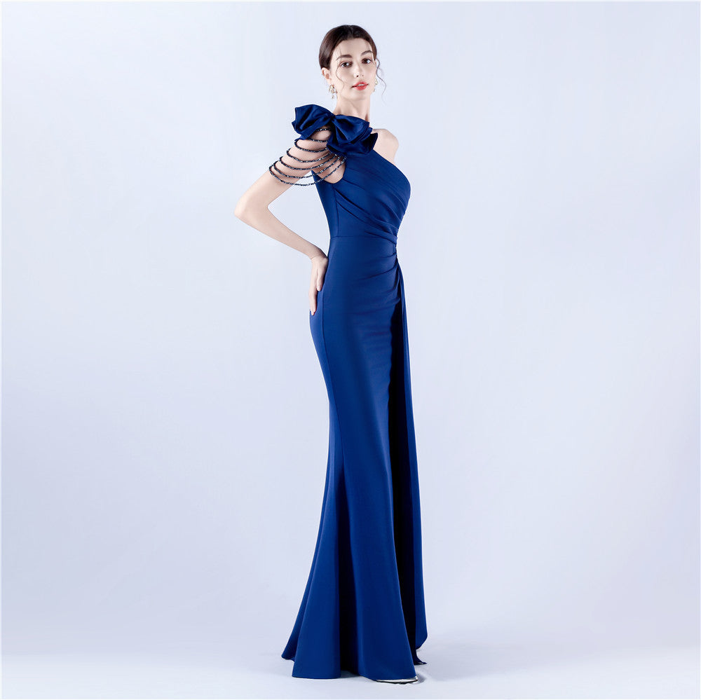 VougeVamp Backless Slit Evening Dress – Elegant Formal Gown with Luxury Beading for Weddings, Proms & Special Occasions