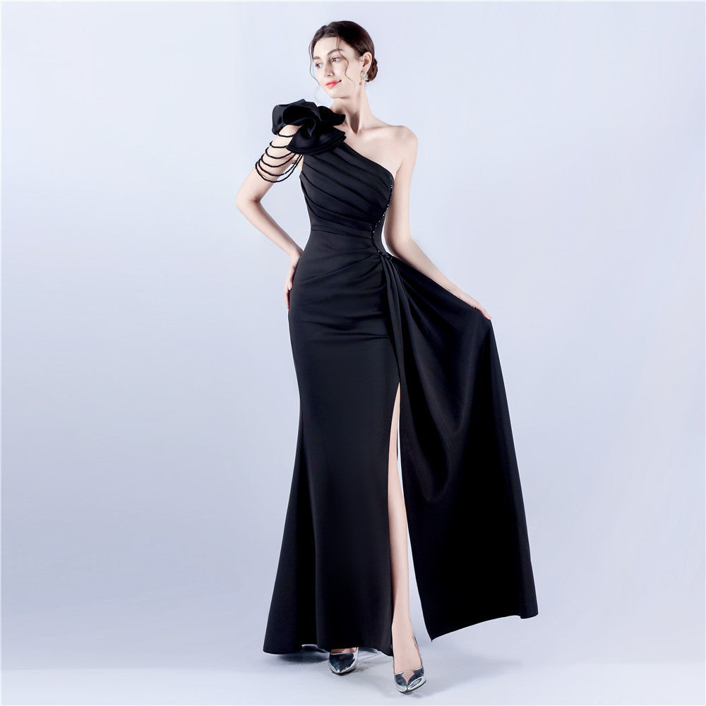 VougeVamp Backless Slit Evening Dress – Elegant Formal Gown with Luxury Beading for Weddings, Proms & Special Occasions